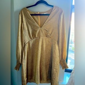Fit and flare gold dress from Francesca’s